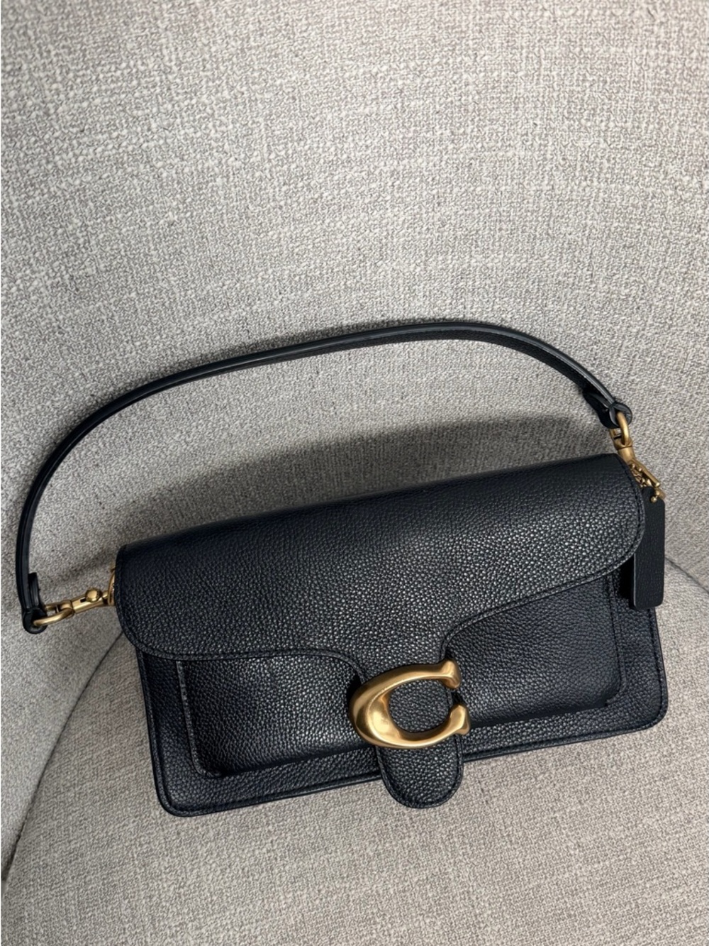 Coach Black tabby Pebbled Leather Shoulder Bag